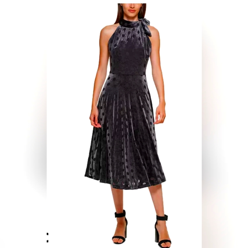 Calvin Klein Charcoal Velvet Midi Dress